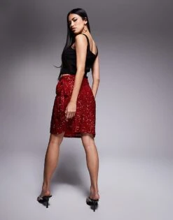 Never Fully Dressed Jaspre Embellished Mini Skirt In Red For Women -Never Fully Dressed Sales 207129272 3