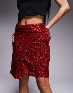 Never Fully Dressed Jaspre Embellished Mini Skirt In Red For Women -Never Fully Dressed Sales 207129272 4