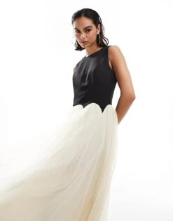 Never Fully Dressed Drop Hem Maxi Dress In Black And Cream For Women Black/cream -Never Fully Dressed Sales 207129288 3