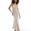 Never Fully Dressed Mya Embellished Midaxi Dress In Gold And Silver Sequin For Women Gold Silver