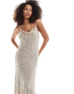 Never Fully Dressed Mya Embellished Midaxi Dress In Gold And Silver Sequin For Women Gold Silver -Never Fully Dressed Sales 207129296 4