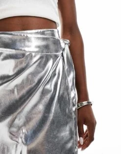 Never Fully Dressed Jaspre PU Mini Skirt In Silver For Women -Never Fully Dressed Sales 207129309 4