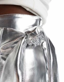 Never Fully Dressed Jaspre PU Mini Skirt In Silver For Women -Never Fully Dressed Sales 207129309 5