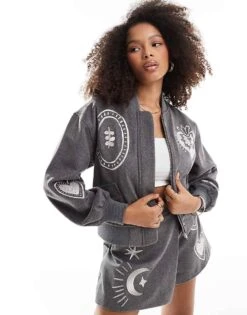 Never Fully Dressed Embroidered Bomber Jacket And Skort Co-ord In Grey -Never Fully Dressed Sales 207129354 1 grey