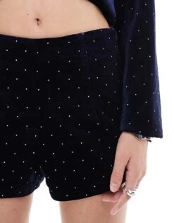 Never Fully Dressed Hot Fix Hotpant Co-ord In Midnight Navy For Women -Never Fully Dressed Sales 207138954 5
