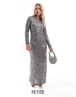 Never Fully Dressed Petite Maxi Dress In Gunmetal Sequin For Women -Never Fully Dressed Sales 207229844 1 gunmetal 1