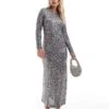 Never Fully Dressed Petite Maxi Dress In Gunmetal Sequin For Women