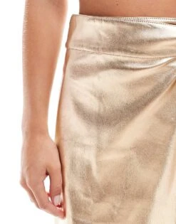Never Fully Dressed Petite PU Jaspre Mini Skirt In Gold For Women -Never Fully Dressed Sales 207229845 5