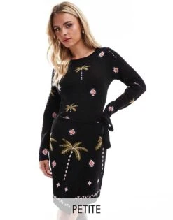 Never Fully Dressed Petite Havanna Knitted Mini Dress In Black For Women -Never Fully Dressed Sales 207229860 1 black 1