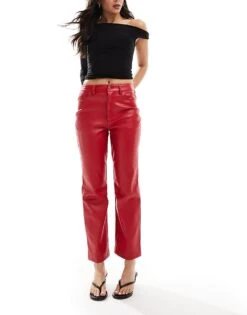 Never Fully Dressed Vegan Leather Trouser In Red For Women -Never Fully Dressed Sales 207247510 1 red 1