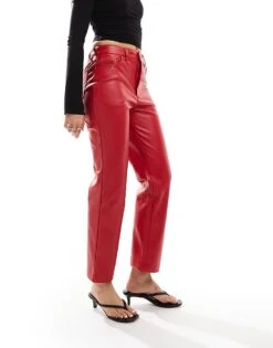 Never Fully Dressed Vegan Leather Trouser In Red For Women -Never Fully Dressed Sales 207247510 5