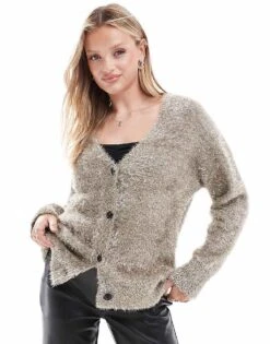 Never Fully Dressed Metallic Cardigan In Gold For Women