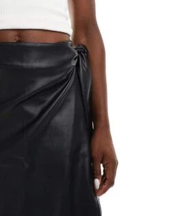 Never Fully Dressed PU Wrap Mini Skirt In Black For Women -Never Fully Dressed Sales 207247547 4