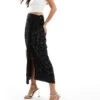 Never Fully Dressed Jaspre Sequin Wrap Maxi Skirt In Black For Women