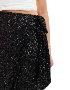 Never Fully Dressed Jaspre Sequin Wrap Maxi Skirt In Black For Women -Never Fully Dressed Sales 207247604 4