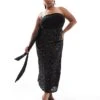 Never Fully Dressed Plus Jaspre Sequin Wrap Maxi Skirt In Black For Women