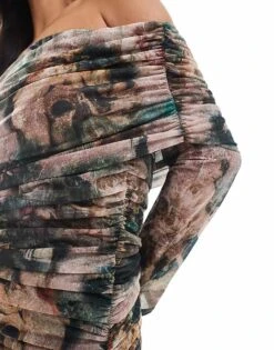 Never Fully Dressed Off Shoulder Mesh Midaxi Dress In Cherub Print For Women -Never Fully Dressed Sales 207298052 3