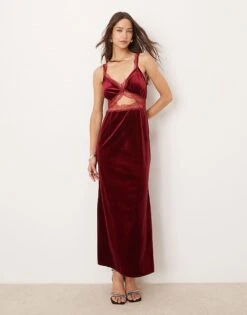 Never Fully Dressed Mimi Velvet Maxi Dress In Burgundy For Women -Never Fully Dressed Sales 207417794 1 burgundy 1