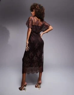 Never Fully Dressed Tilly Lace Midaxi Dress In Chocolate For Women Deep Chocolate -Never Fully Dressed Sales 207417818 3