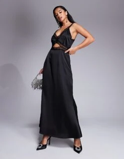 Never Fully Dressed Petite Mimi Lace Cut-out Slip Maxi Dress In Black For Women -Never Fully Dressed Sales 207554937 1 black 1