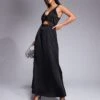Never Fully Dressed Petite Mimi Lace Cut-out Slip Maxi Dress In Black For Women