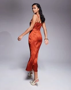 Never Fully Dressed Petite Mimi Lace Cut-out Slip Midaxi Dress In Rust For Women -Never Fully Dressed Sales 207554955 4