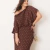 Never Fully Dressed Plus Tilly Off Shoulder Plisse Maxi Dress In Chocolate For Women