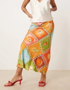 Never Fully Dressed Petite Print Maxi Skirt In Patchwork Print For Women Multi -Never Fully Dressed Sales 207967919 3