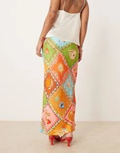 Never Fully Dressed Petite Print Maxi Skirt In Patchwork Print For Women Multi -Never Fully Dressed Sales 207967919 5