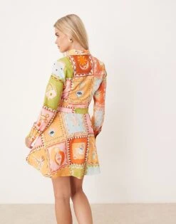 Never Fully Dressed Petite Mini Shirt Dress In Patchwork Print For Women Multi -Never Fully Dressed Sales 207967954 4