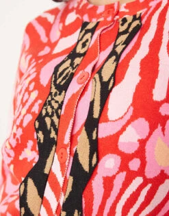 Never Fully Dressed Contrast Leopard Cardigan In Pink And Red For Women Pink/red -Never Fully Dressed Sales 207968419 4