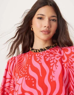 Never Fully Dressed Oversized Drop Hem Midaxi Dress In Red And Pink For Women Red/pink -Never Fully Dressed Sales 207968438 3