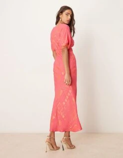 Never Fully Dressed Lace Trim Midaxi Dress In Red And Pink Print For Women Red/pink -Never Fully Dressed Sales 207968454 3