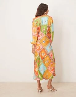 Never Fully Dressed Balloon Sleeve Midaxi Dress In Multi Print For Women -Never Fully Dressed Sales 208066647 3