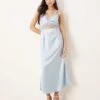Never Fully Dressed Mimi Lace Cut-out Slip Midaxi Dress In Light Blue For Women