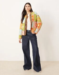 Never Fully Dressed Reversible Quilted Jacket In Patchwork Print For Women