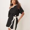 Never Fully Dressed Contrast Mini Skirt Co-ord In Black For Women