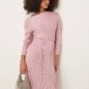 Never Fully Dressed Off Shoulder Knitted Maxi Dress In Baby Pink For Women