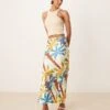 Never Fully Dressed Dorris Maxi Skirt Co-ord In Blue Palm Print For Women