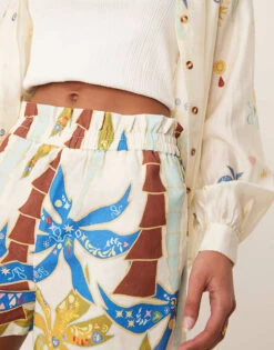 Never Fully Dressed Palm Print Shorts Co-ord In Cream For Women Cream Print -Never Fully Dressed Sales 208347918 4