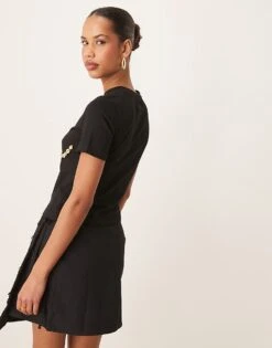 Never Fully Dressed Shell Boob Baby Tee Co-ord In Black For Women -Never Fully Dressed Sales 208347934 3