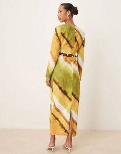Never Fully Dressed Cut-out Waist Midaxi Dress In Green Ombre Print For Women -Never Fully Dressed Sales 208348087 3