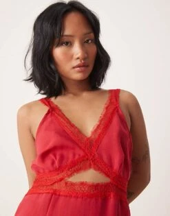 Never Fully Dressed Petite Mimi Linen Cut-out Midaxi Dress In Red For Women -Never Fully Dressed Sales 208355818 3