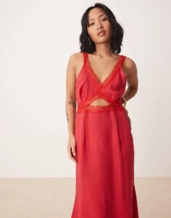 Never Fully Dressed Petite Mimi Linen Cut-out Midaxi Dress In Red For Women -Never Fully Dressed Sales 208355818 4