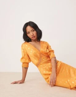 Never Fully Dressed Petite May Gold Fleck Maxi Dress In Orange For Women -Never Fully Dressed Sales 208355900 4