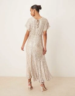 Never Fully Dressed Embellished Maxi Dress In Silver Sequin For Women -Never Fully Dressed Sales 208482468 3