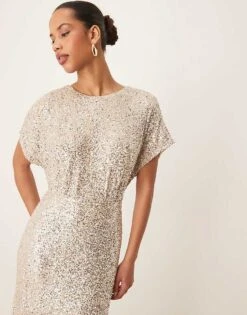 Never Fully Dressed Embellished Maxi Dress In Silver Sequin For Women -Never Fully Dressed Sales 208482468 4